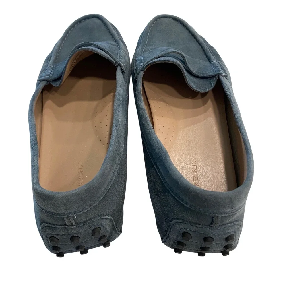 Banana Republic Mens Navy Blue Suede Penny Loafer Driving Shoes Moc Toe Size 11